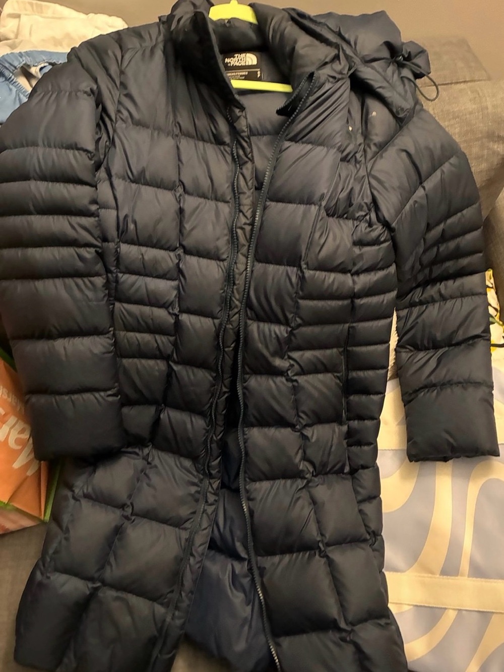 The North Face Women’s Navy Long Puffer Coat with Hood